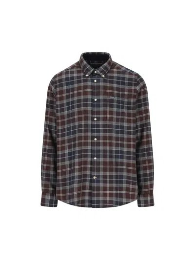 Barbour Check-pattern Cotton Shirt In Brown