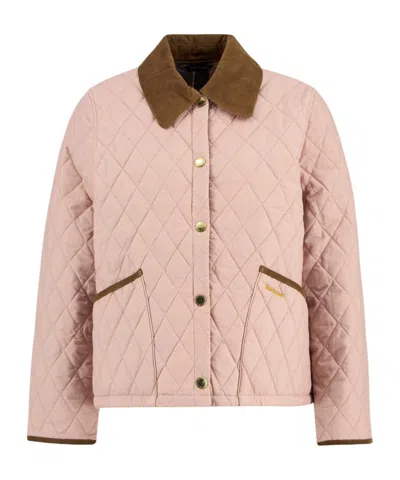 Barbour Short Diamond-quilted Jacket In Pink