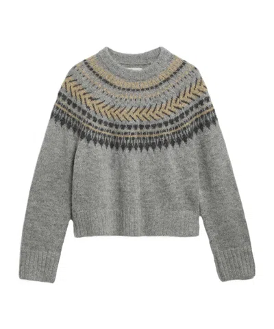 Barbour Short Fair Isle Sweater In Gray And Multicolour