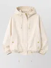 Barbour Short Hooded Jacket Drawstring Hem Pockets In Gold