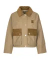 Barbour Phoebe Corduroy-trimmed Jacket In Neutral
