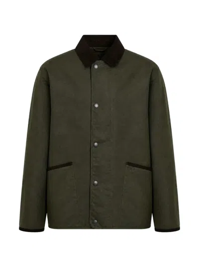 Barbour Short Liddesdale Waxed Jacket In Green