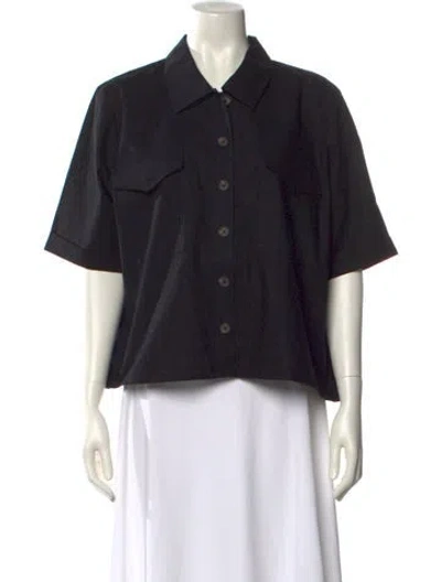 Pre-owned Barbour Short Sleeve Button-up Top W/ Tags In Black