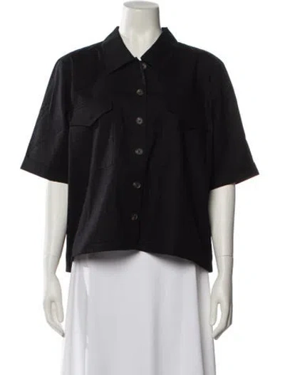 Pre-owned Barbour Short Sleeve Button-up Top W/ Tags In Black