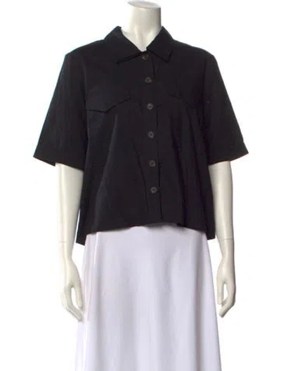 Pre-owned Barbour Short Sleeve Button-up Top W/ Tags In Black
