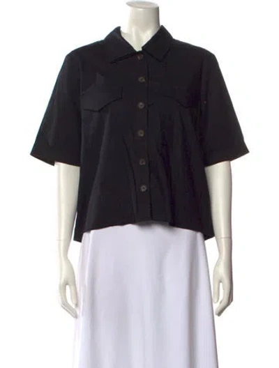 Pre-owned Barbour Short Sleeve Button-up Top W/ Tags In Black