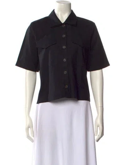 Pre-owned Barbour Short Sleeve Button-up Top W/ Tags In Black