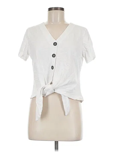 Pre-owned Barbour Short Sleeve Top White Keyhole Neckline Tops