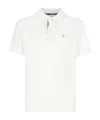 Barbour Piquet Polo With Tartan Details In White