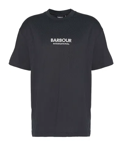 Barbour Logo-embroidered Cotton T-shirt In Black