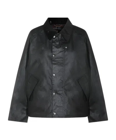 Barbour Short Waxcoated Utility Jacket In Black