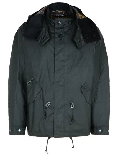 Barbour 'short Wind' Black Waxed Cotton Parka