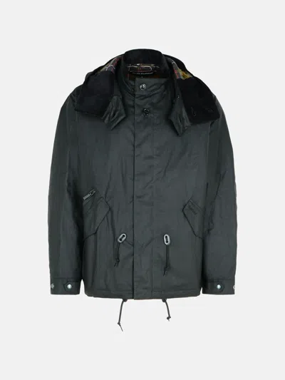 Barbour 'short Wind' Black Waxed Cotton Parka