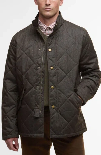 Barbour Shoveler Herringbone Quilted Jacket In Brown