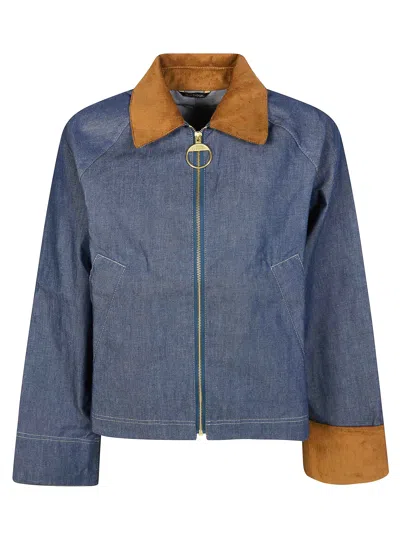 Barbour Showerproof Mini Denim Shorts For Women In Blue