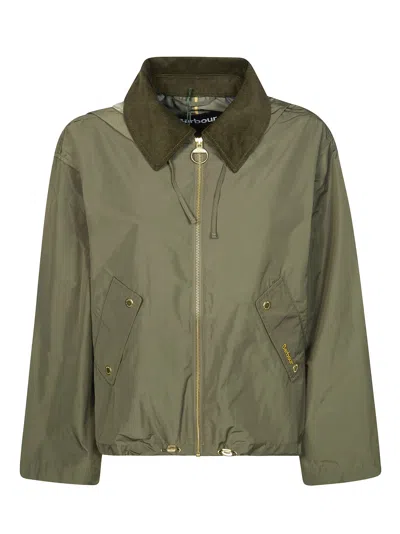 Barbour Showerproof Short Jacket With Hood For Women In Green