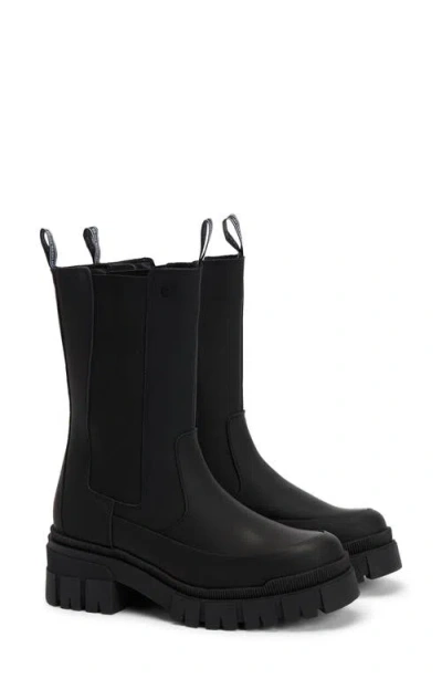 Barbour Sidneigh Black Rubberized Leather Chelsea Boots In Multi