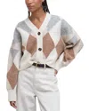 Barbour Silvia Diamond Jacquard Wool Blend Cardigan In Multi