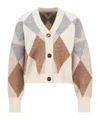 Barbour Diamond-pattern Wool-blend Cardigan In Multi