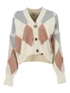 Barbour Silvia Diamond Jacquard Wool Blend Cardigan In Multi