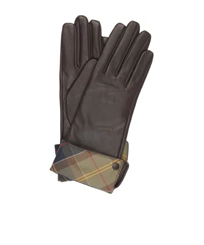 Barbour Simple Plaid Gloves In Brown