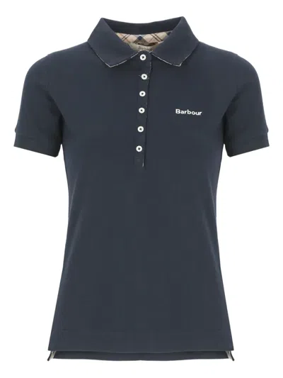 Barbour Six-button Embroidered-logo Polo Shirt In Gray