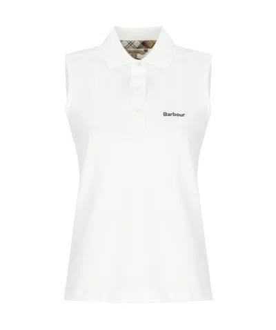 Barbour Sleeveless Polo Shirt In White