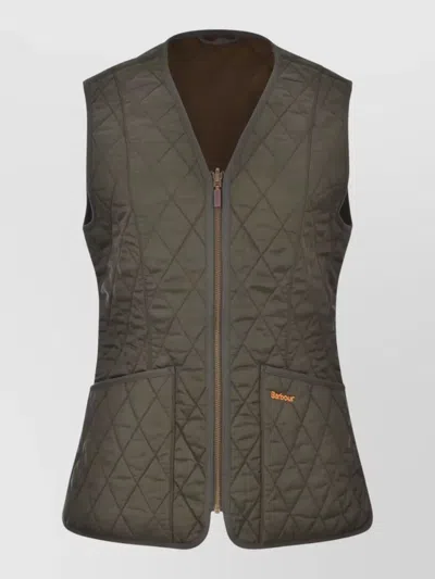 Barbour Sleeveless Quilted Jacket Pouch Pockets In Black
