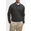 Barbour Smeaton Wool Blend Long Sleeve Polo In Black
