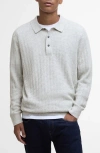 Barbour Smeaton Wool Blend Long Sleeve Polo In Gray
