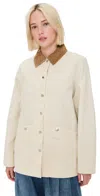 Barbour Sonnie Corduroy-trimmed Cotton-canvas Jacket In Salt