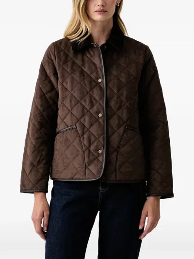 Barbour Sonya Quilted Corduroy-collar Jacket In Brown