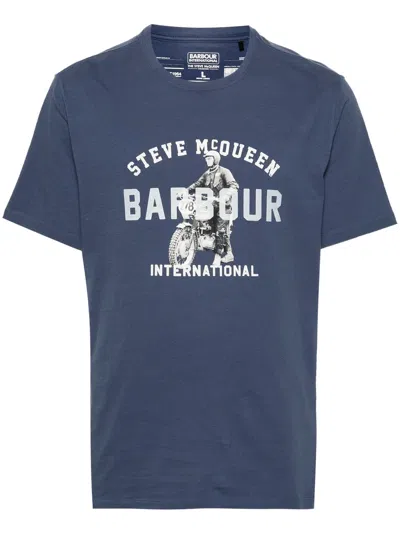 Barbour X Steve Mcqueen Logo-print T-shirt In Blue