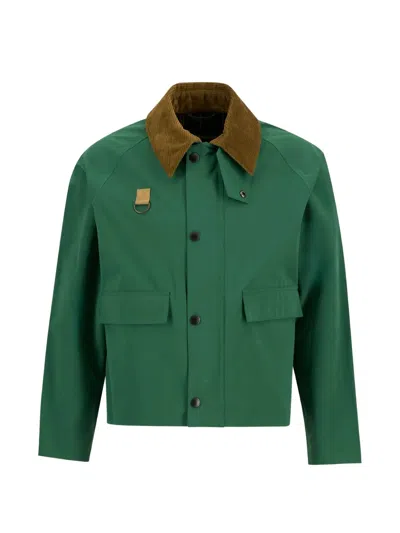 Barbour Spey Corduroy-collar Pocket Jacket In Green