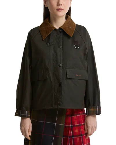 Barbour Spey Corduroy Collar Waxed Jacket In Brown