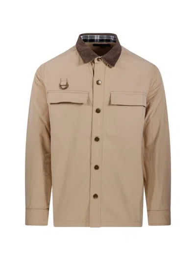 Barbour Mens Tan Spey Collared Cotton-poplin Overshirt In Neutral
