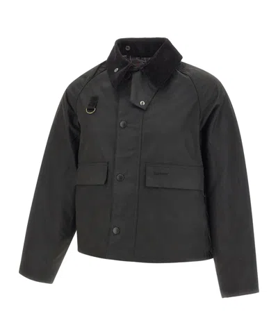 Barbour Spey Slim Waxed Jacket In Black