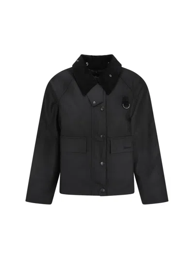 Barbour Spey Wax Down Jacket In Schwarz