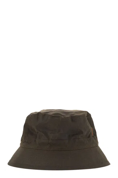 Barbour Waxed Bucket Hat In Olive In Brown