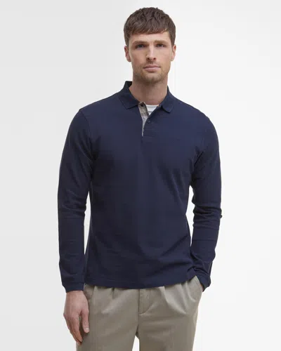 Barbour Sports Mens Long Sleeve Polo Shirt In Blue