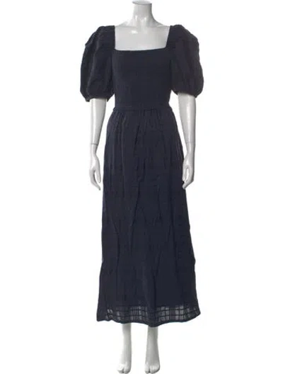 Pre-owned Barbour Square Neckline Long Dress W/ Tags In Blue