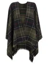 Barbour Acrylic Cape With Tartan Pattern In Green