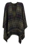Barbour Acrylic Cape With Tartan Pattern In Multicolor