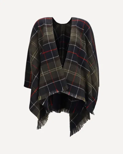 Barbour Staffin Tartan Serape Shawl In Green