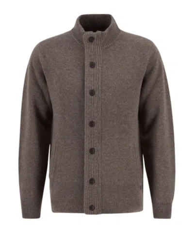 Barbour Stand Collar Cardigan In Brown