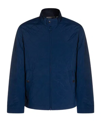 Barbour Stand Collar Diamond Quilted Jacket In Blue