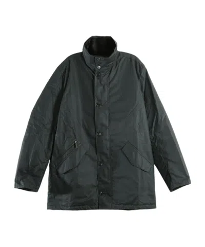 Barbour Stand Collar Wax Coat In Green