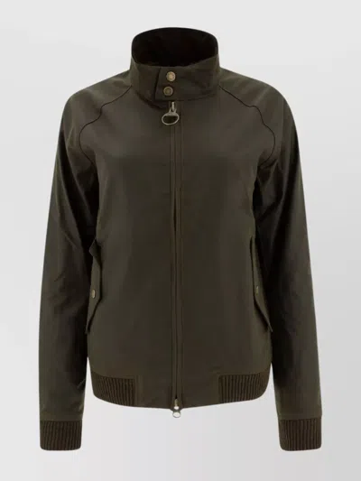 Barbour Stand-up Collar Long Sleeve Jacket In Gray