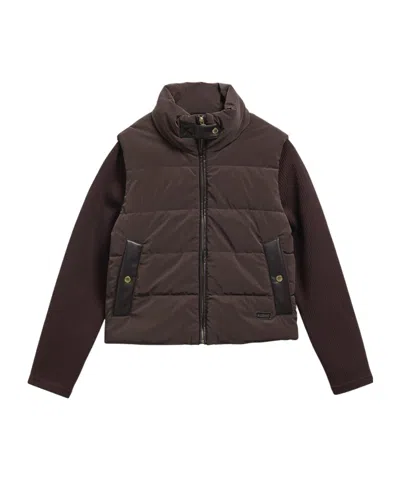 Barbour Standcollar Spliced Short Coat In Brown
