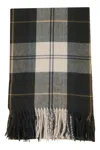 Barbour Check-pattern Fringed Scarf In Black